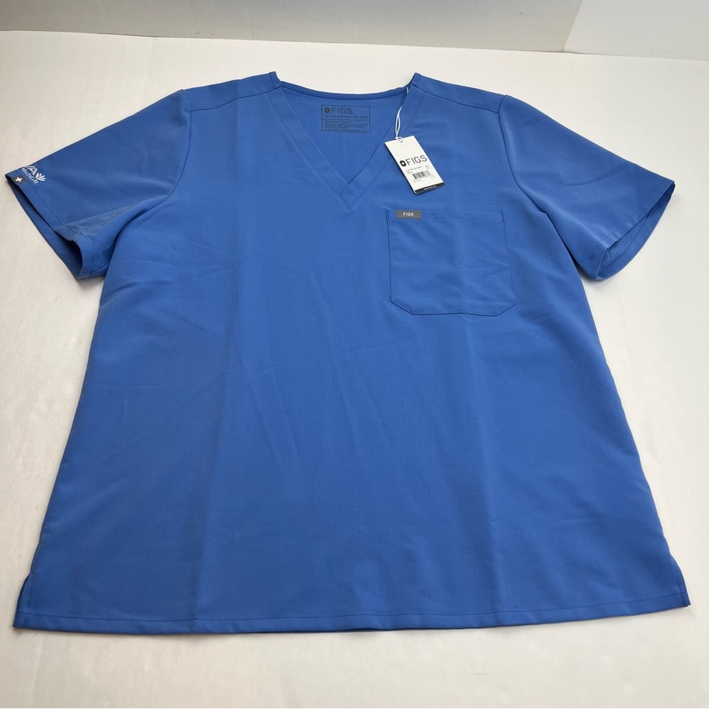 FIGS Catarina One Pocket Womens Scrub Top‎ Ceil Blue Shirt XXL NEW *EMBROIDERED